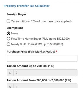 BC Property Transfer Tax Calculator